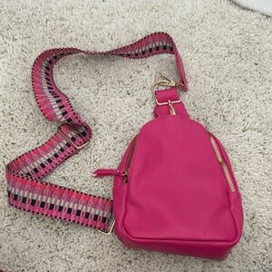 Pink Leather Crossbody Bag
